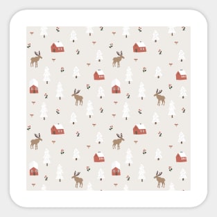 Reindeer Barn Pine Tree pattern Sticker